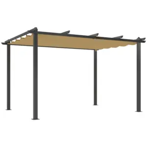 Best 3 x 4m Aluminium Pergola, with Retractable Roof - Khaki