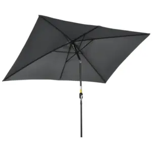 Best 3x2m Patio Parasol Garden Umbrellas Canopy with Aluminium Tilt Crank Rectangular Sun Shade Steel, Black