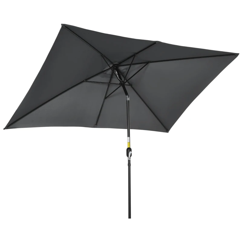 Best 3x2m Patio Parasol Garden Umbrellas Canopy with Aluminium Tilt Crank Rectangular Sun Shade Steel, Black