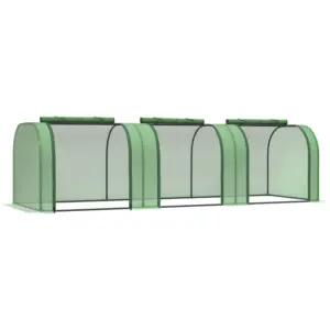 Best Mini Greenhouse, Small Polytunnel Green House with Zipped Doors, Steel Frame for Garden Backyard, 295 x 100 x 80cm, Green
