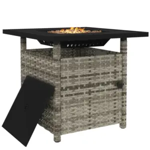 Best 72.5 x 72.5cm 50,000 BTU Fire Pit Table, with Cover - Grey