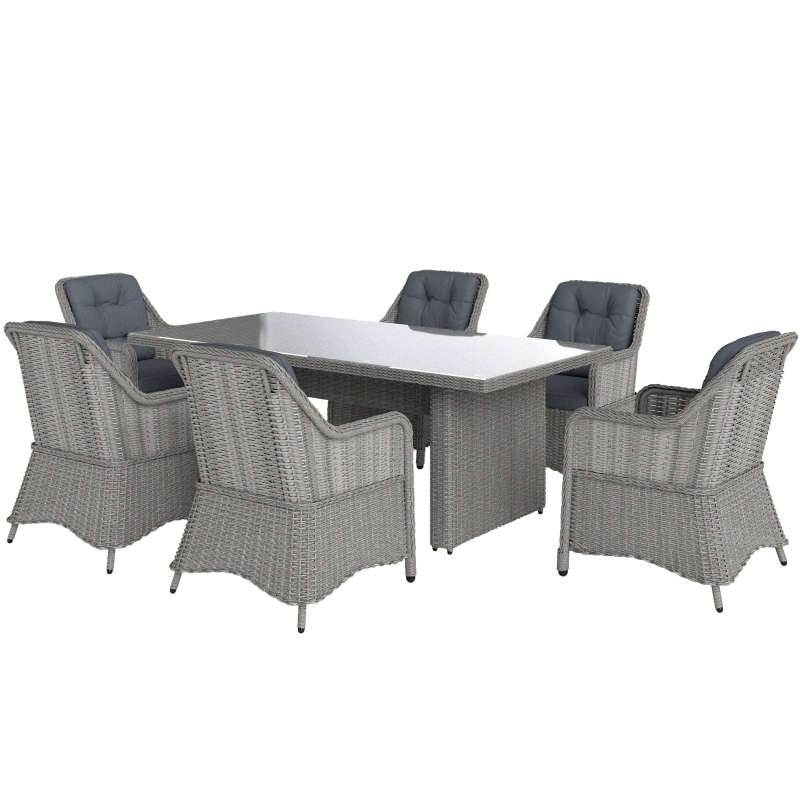 Best Seven-Piece Rattan Dining Set - Mixed Grey - Image 10
