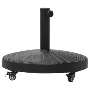 Best 22.7kg Resin Patio Parasol Base Umbrella Stand Weight Deck Garden Sunshade Holder Round w/ Wheels Brakes Outdoor