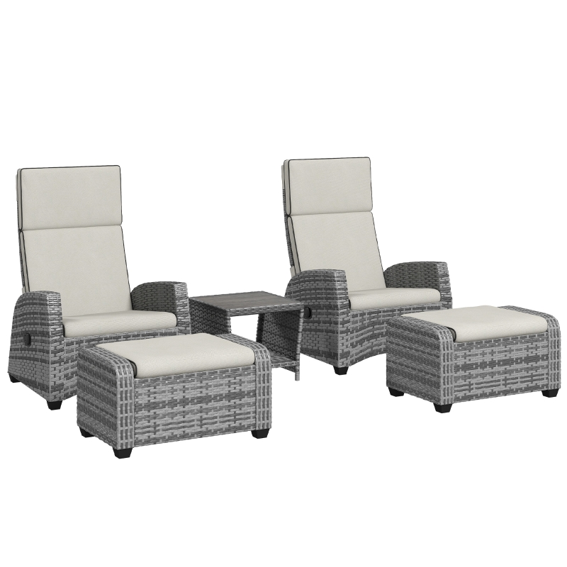 Best 5-Piece Rattan Garden Furniture Set with Cushions - Grey - Image 10