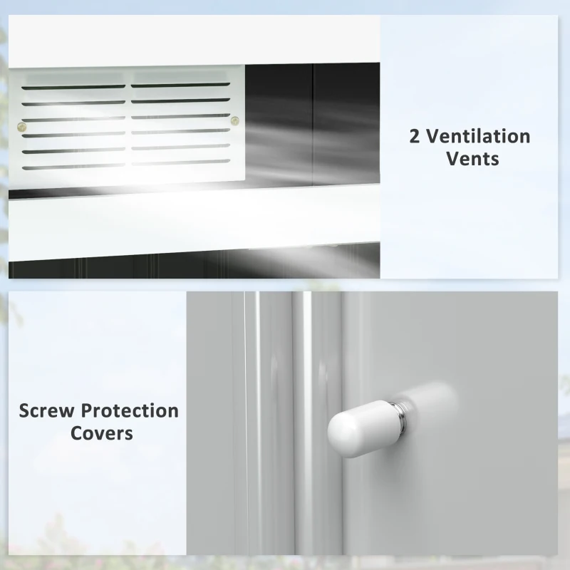 Best 9ft x 4ft Metal Garden Shed, Outdoor Tool House with Foundation Kit, Ventilations and Double Doors, Dark Grey - Image 7