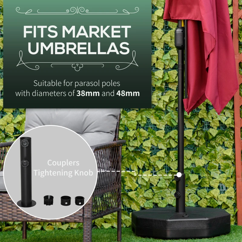 Best Octagonal Garden Parasol Base Holder Outdoor Market Umbrella Stand Weights, Up to 28kg Water Filled or 40kg Sand Filled, Black - Image 4