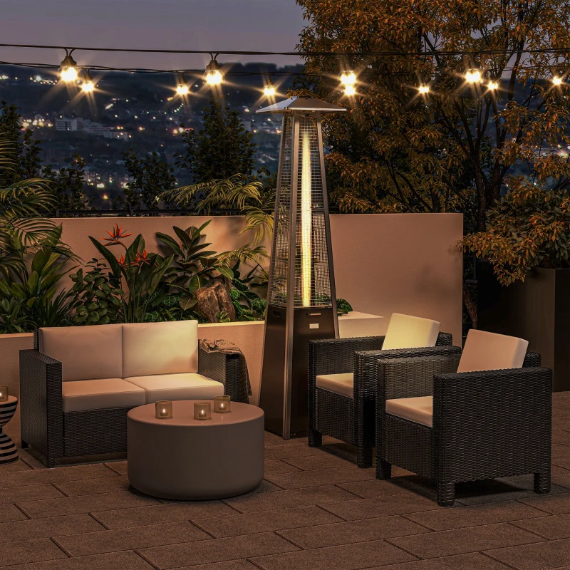 Best 2 Seater Rattan Sofa with Soft Padded Cushion, All-Weather PE Wicker Weave Garden Loveseat with Armrests, Black - Image 8