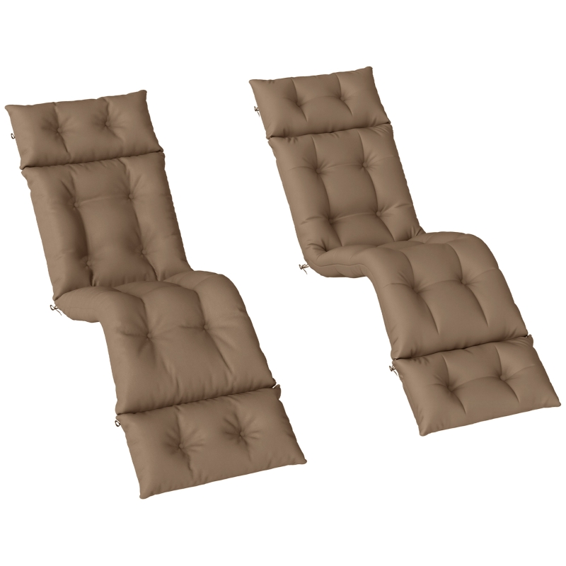 Best Set of Two 190 x 56cm Sun Lounger Cushions - Khaki - Image 11