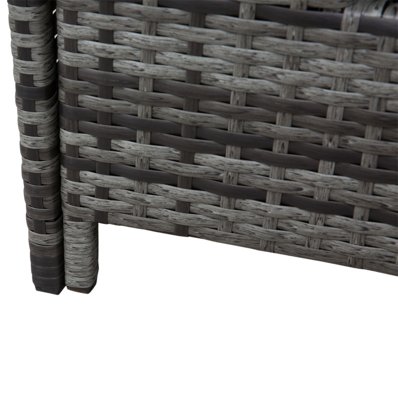 Best 4 Pcs Rattan Wicker Garden Furniture Patio Sofa Storage & Table Set w/ 2 Drawers Coffee Table,Great Cushioned 4 Seats Corner Sofa - Grey - Image 11