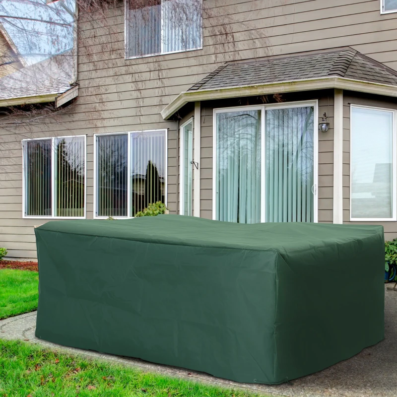 Best Outdoor Garden Furniture Cover Waterproof, Anti-UV 600D Heavy Duty Oxford Fabric Patio Furniture Cover for Rectangular Sofa Table Set, Green, 205 x 145 x 70 cm - Image 7