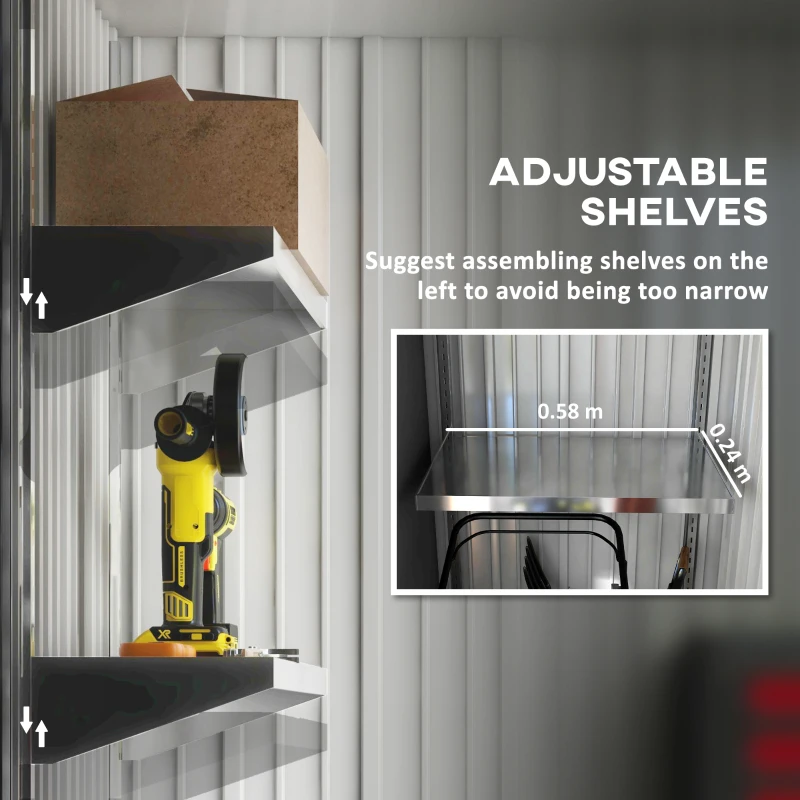 Best Metal Garden Shed, Outdoor Lean-to Shed for Tool Motor Bike, with Adjustable Shelf, Lock, Gloves, 5'x3'x6', Green - Image 5