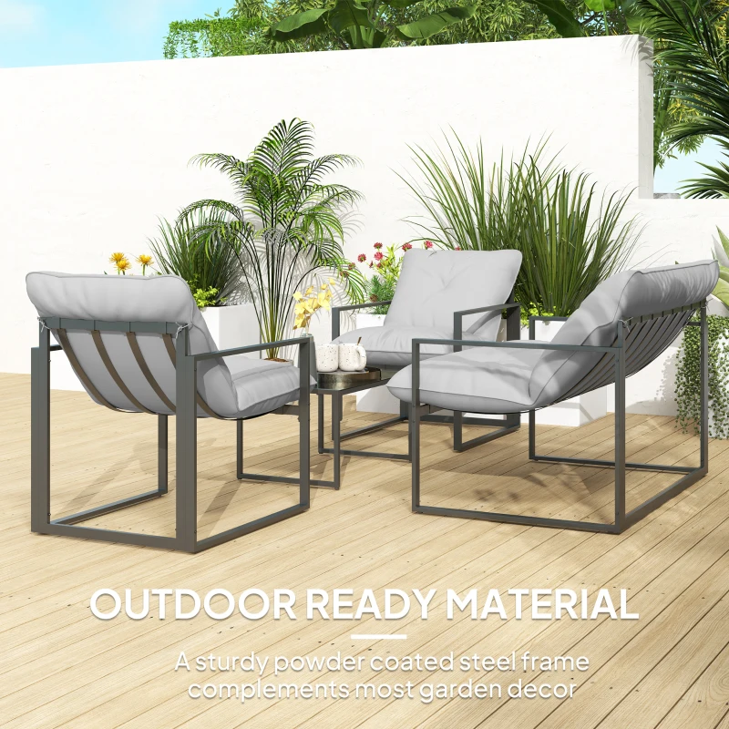 Best Four-Piece Relaxed Back Garden Dining Set - Black/Light Grey - Image 6