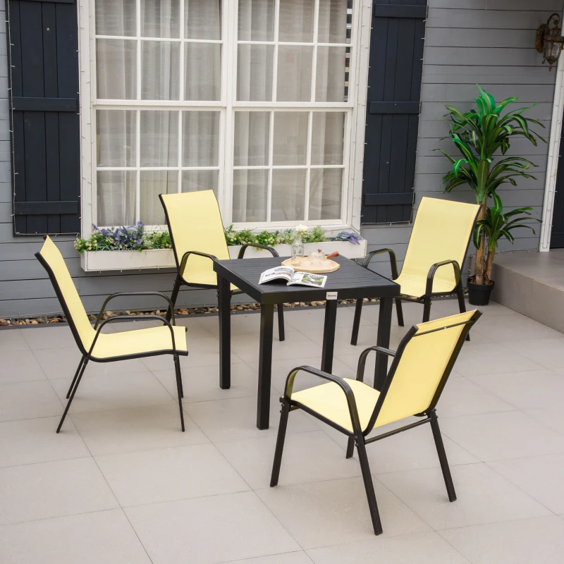 Best Set of Four Stackable Mesh Seat Chairs - Beige - Image 2