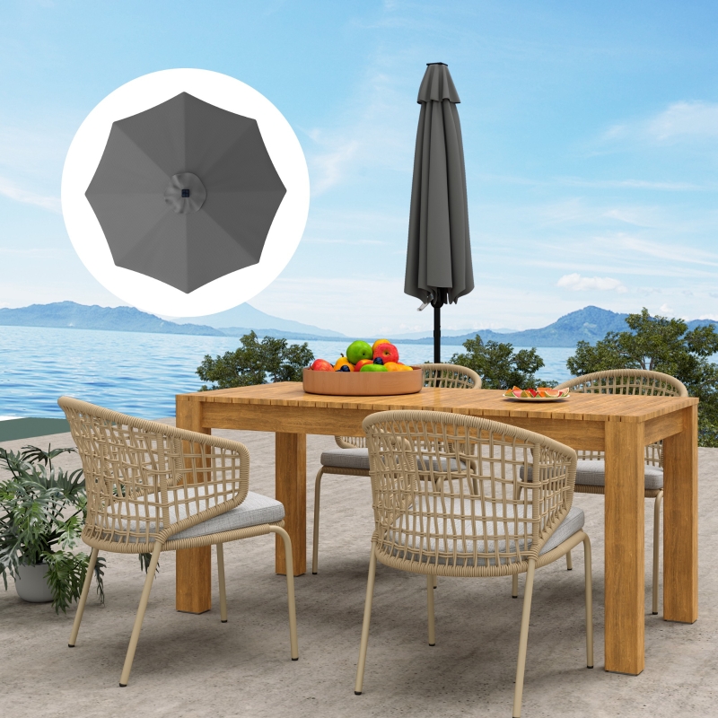 Best 3 m Replacement Parasol Canopy with Top Vent, UPF 50+ Garden Parasol Replacement Canopy, 8 Rib Parasol Cover Replacement Fits Various Frames, Grey - Image 9