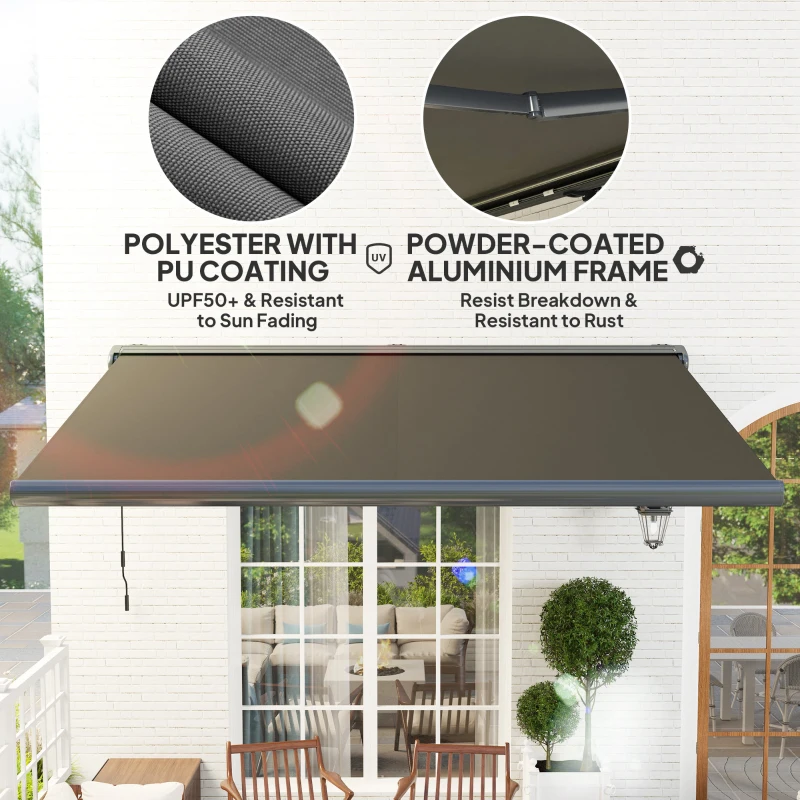 Best 4 x 3(m) Full Cassette Electric Awning with Remote Controller, Aluminium Frame DIY Retractable Garden Awning, UPF50+ Sun Shade Canopy for Deck Door Window, Dark Grey - Image 6
