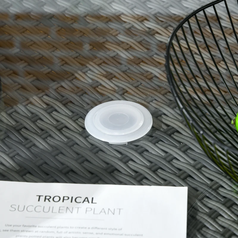 Best Seven-Piece Rattan Dining Table, with Round Glass-Top Table - Mixed Grey - Image 7