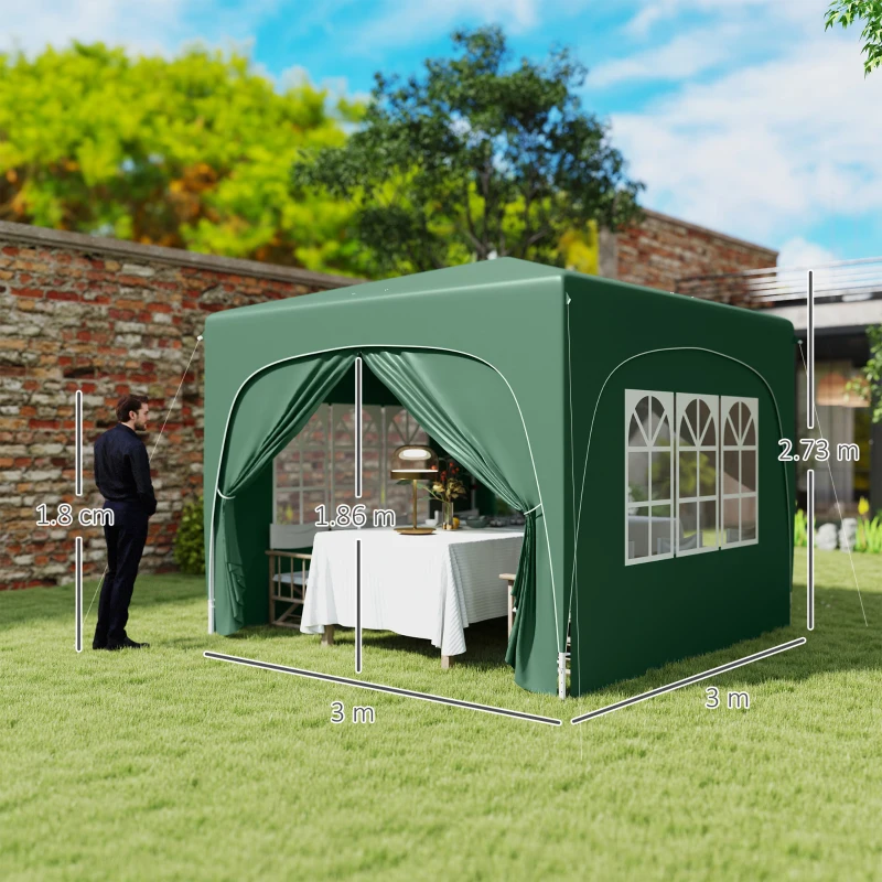 Best 3 x 3m Pop-Up Gazebo Shelter, with Accessories - Dark Green - Image 3