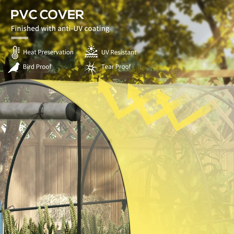 Best Polytunnel Greenhouse Walk-in Grow House with Plasric Cover, Door, Mesh Window and Steel Frame, 3 x 2 x 2m, Clear - Image 4