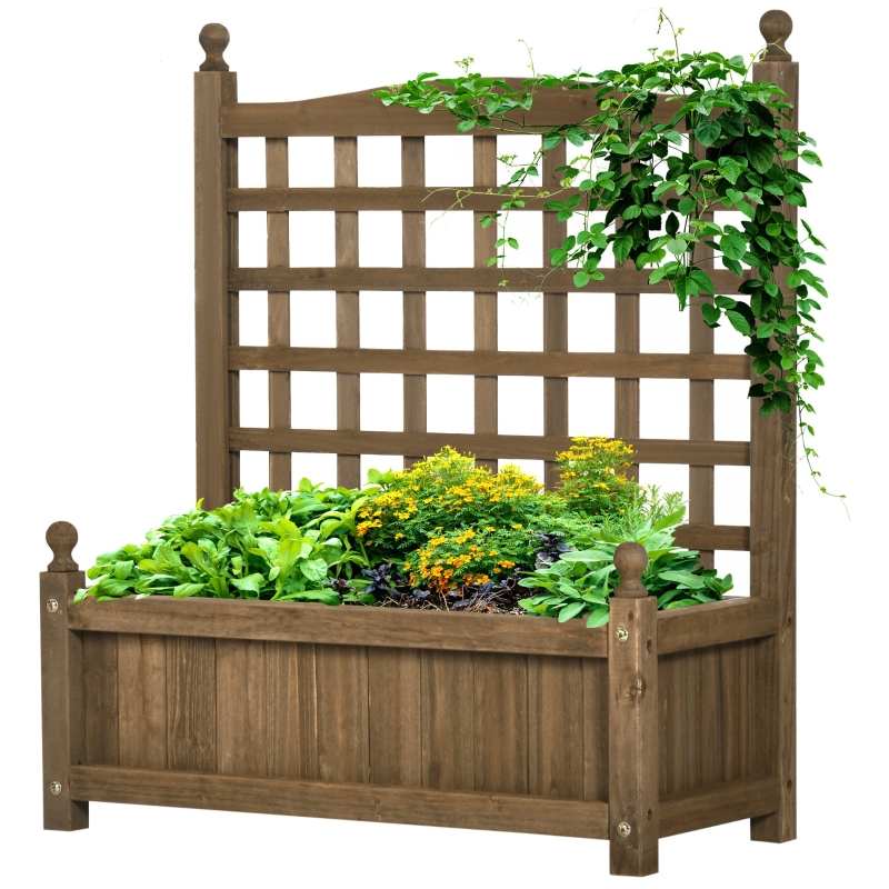 Best Garden Planters with Trellis for Climbing Vines, Wood Raised Beds for Garden, Flower Pot, Indoor Outdoor, Brown - Image 11