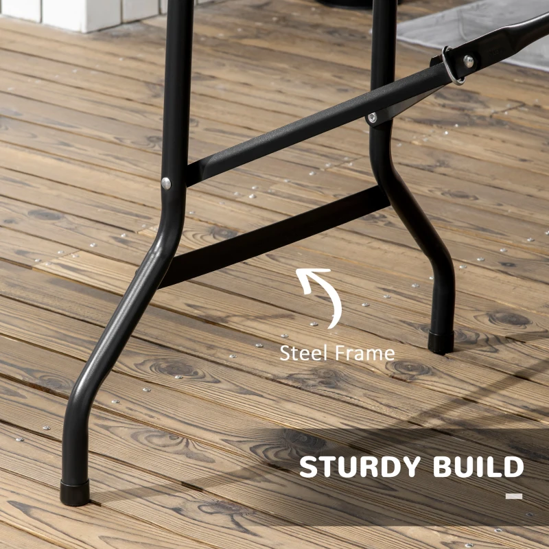 Best Folding Garden Dining Table for 6, Rectangular Outdoor Dining Table with HDPE Tabletop, Foldable Garden Table with Steel Frame for Balcony, Porch, Charcoal Grey - Image 7