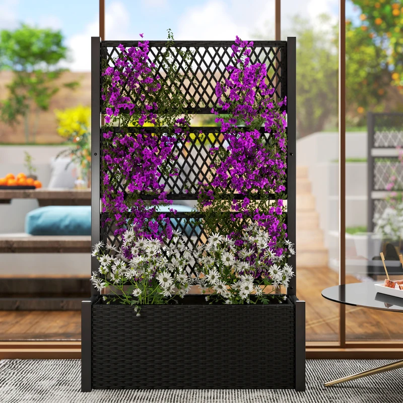 Best Garden Planter Box with Trellis, Liner for Climbing Plants, Vegetables, Flowers, 90 x 35 x 148 cm, Charcoal Grey - Image 8