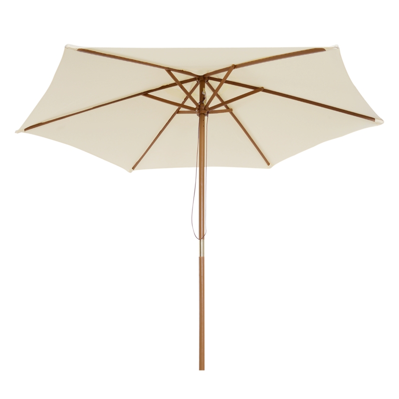Best 2.5m Wood Garden Parasol Sun Shade Patio Outdoor Wooden Umbrella Canopy, Table Market Umbrella with Vent, 38mm Pole, Rope Pulley Mechanism, Cream White - Image 10