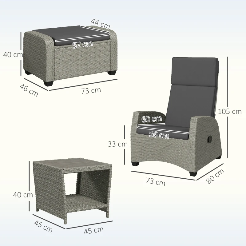 Best 5-Piece Rattan Garden Furniture Set with Cushions - Charcoal Grey - Image 3