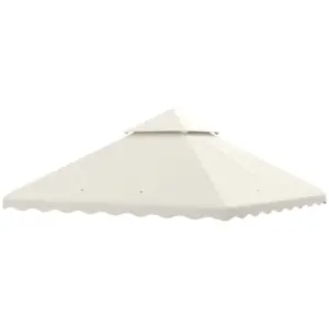 Best 3 x 3 m Gazebo Canopy Replacement Covers, 2 - Tier Gazebo Roof Replacement TOP COVER ONLY, Cream White