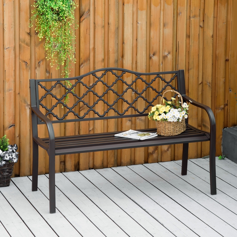 Best Antique Style Outdoor Cast Iron Front Porch Bench Path Chair Seat Outdoor - Image 15