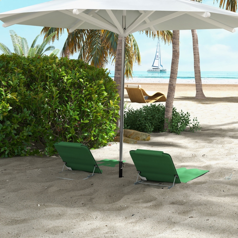 Best Set of Two Metal Frame Beach Chairs, with Reclining Backs - Green - Image 10