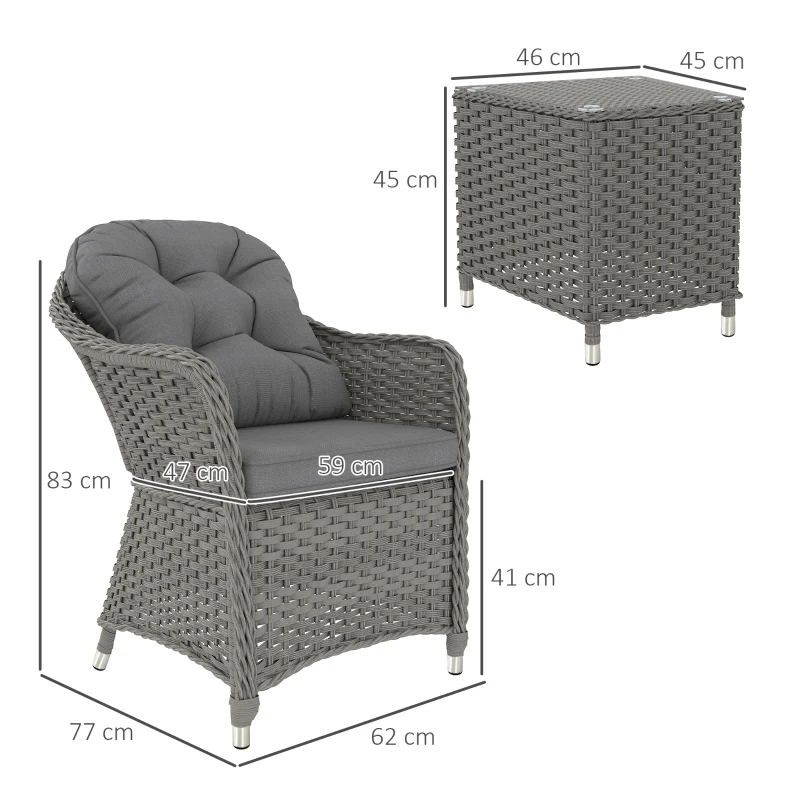 Best Three-Piece Super Padded Rattan Set - Light Grey - Image 3