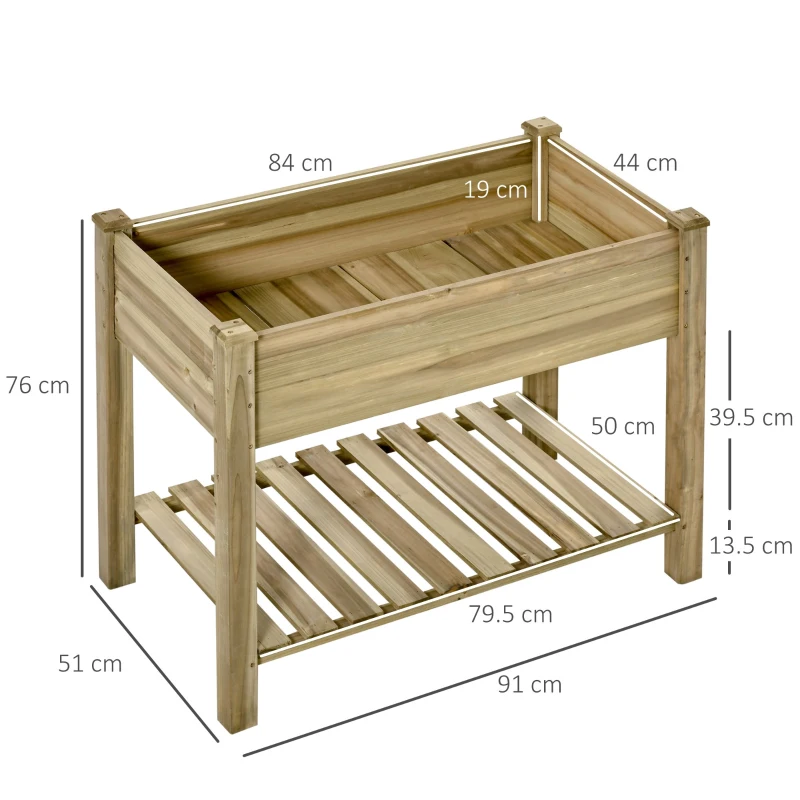 Best Garden Wooden Planters, Raised Garden Bed with Legs and Storage Shelf Elevated Wooden Planter Box - Image 3
