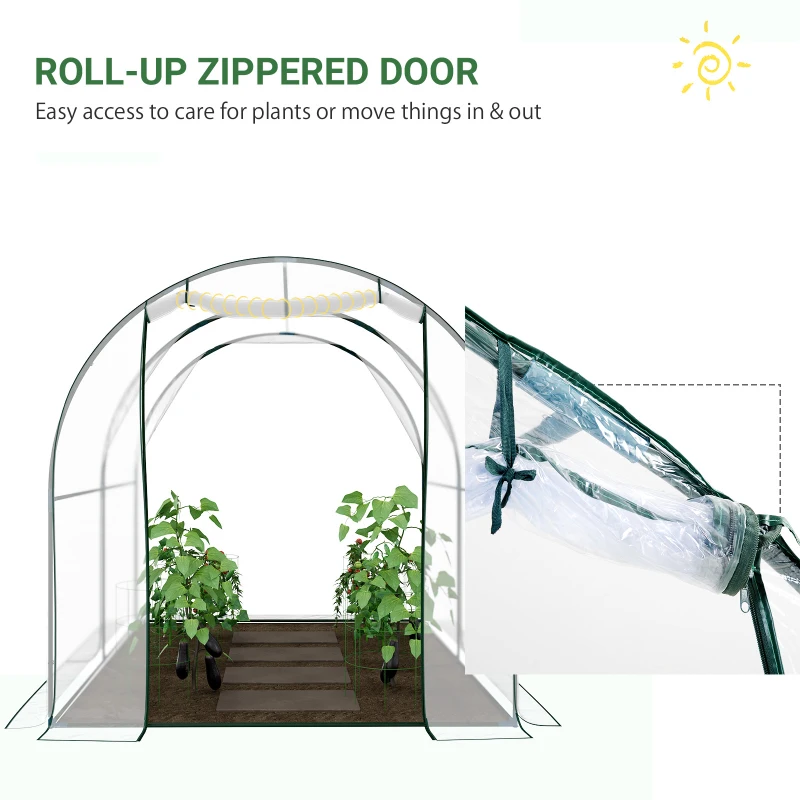 Best Walk-in Polytunnel Greenhouse with Roll-up Door Transparent Tunnel Greenhouse with Steel Frame and PVC Cover, 2.5 x 2m - Image 6
