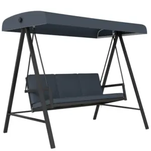 Best Three-Seat Garden Swing Chair, with Adjustable Canopy - Dark Grey