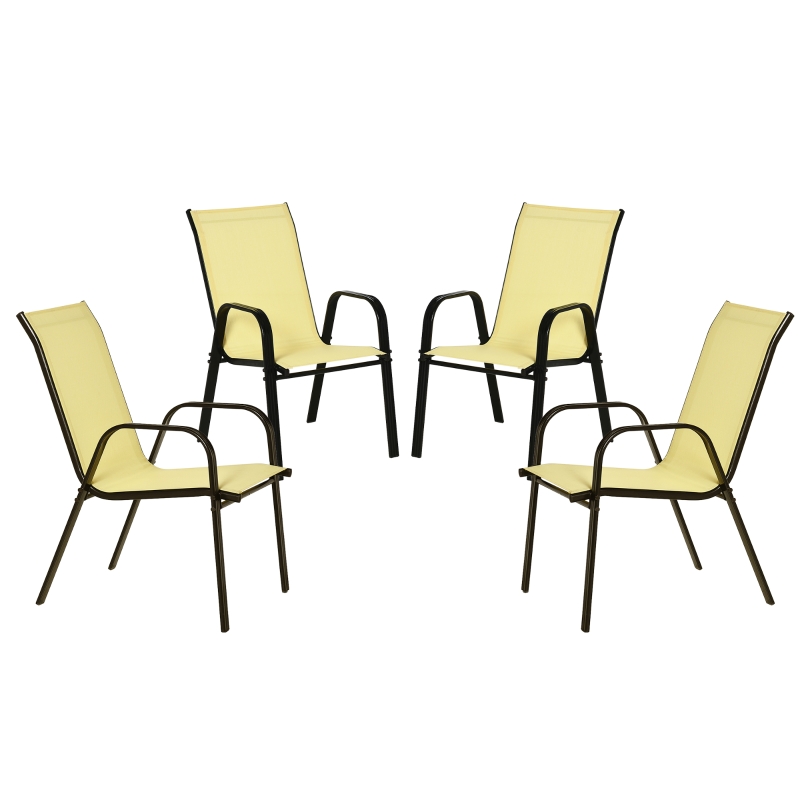 Best Set of Four Stackable Mesh Seat Chairs - Beige - Image 11