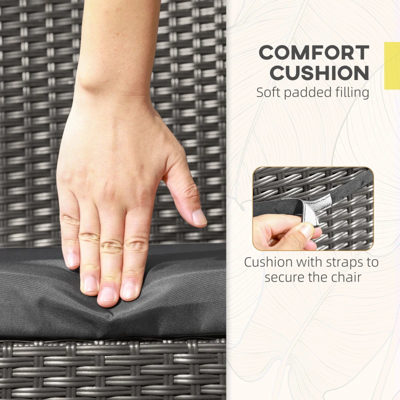 Best Set of Two Armless Rattan Garden Chairs - Dark Grey - Image 4