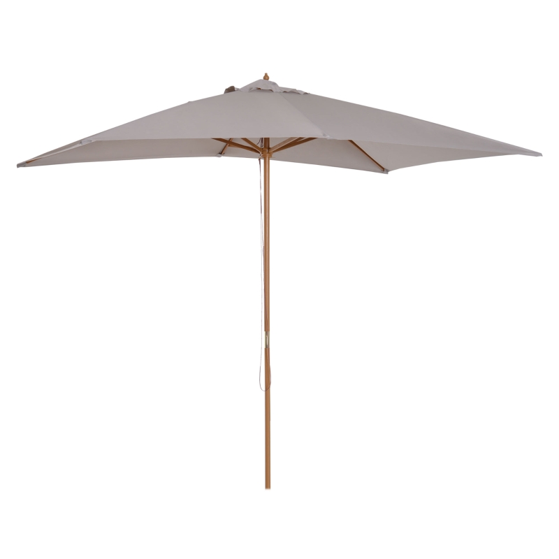 Best 2 x 3m Wooden Garden Parasol Umbrella Outdoor Sun Shade Canopy, Table Market Umbrella with Vent, 38 mm Pole, Rope Pulley Mechanism, Light Grey - Image 11