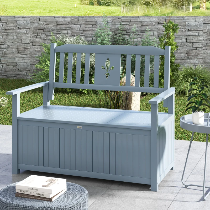 Best Two-Seater Wooden Storage Bench - Grey - Image 7