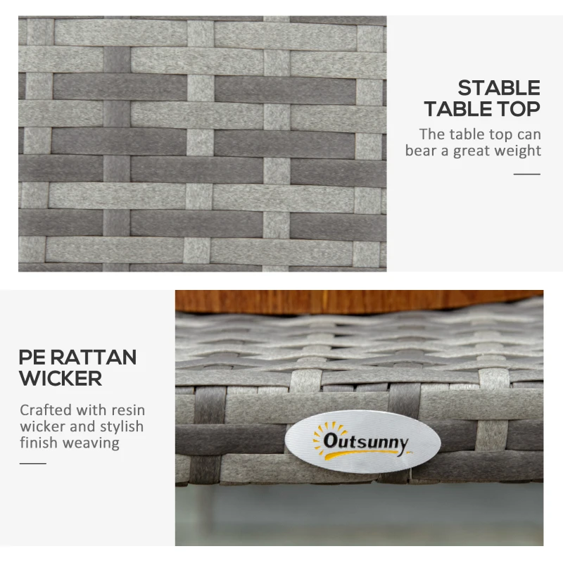 Best PE Wicker Rattan Garden Coffee Table - Mixed Grey - Image 5