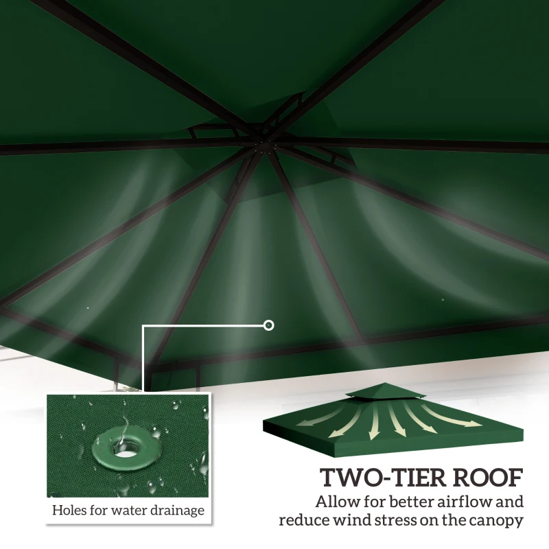 Best 3(m) Gazebo Top Cover Double Tier Canopy Replacement Pavilion Roof Dark Green - Image 4