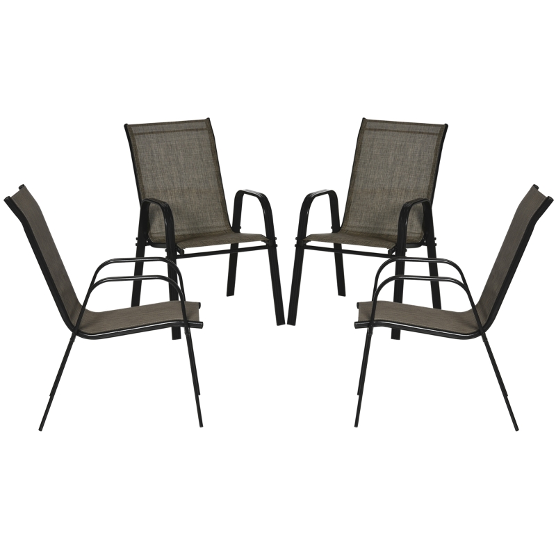 Best Set of Four Stackable Mesh Seat Chairs - Mixed Brown - Image 11