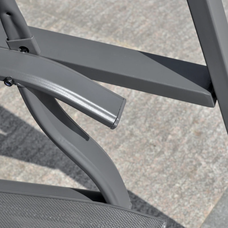 Best 2 Seater Garden Swing Seat Swing Chair, Outdoor Canopy Swing Bench with Adjustable Shade, Metal Frame and Texteline Seat, Dark Grey - Image 7