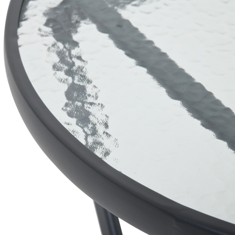 Best 3 Pieces Rattan Bistro Set, Wicker Folding Garden Furniture Set with Glass Top Coffee Table and Chairs for Outdoor, Patio, Balcony, Grey - Image 9