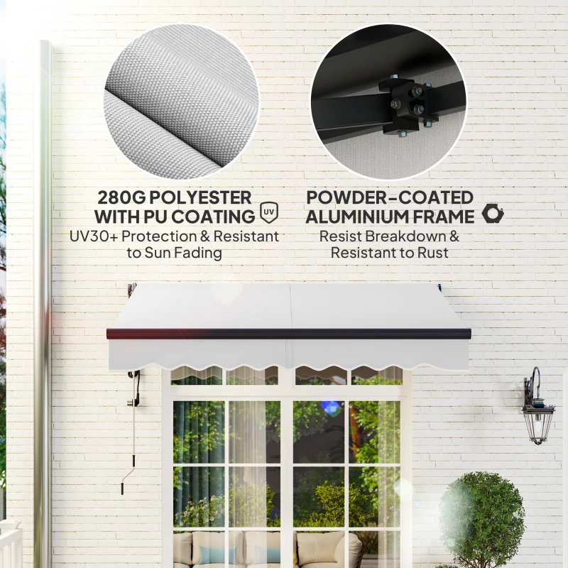 Best 2.5 x 2m Electric Awning with Remote Controller, Aluminium Frame DIY Retractable Awning, UV30+ Sun Shade Canopy for Garden Patio Deck Door Window, Light Grey - Image 5