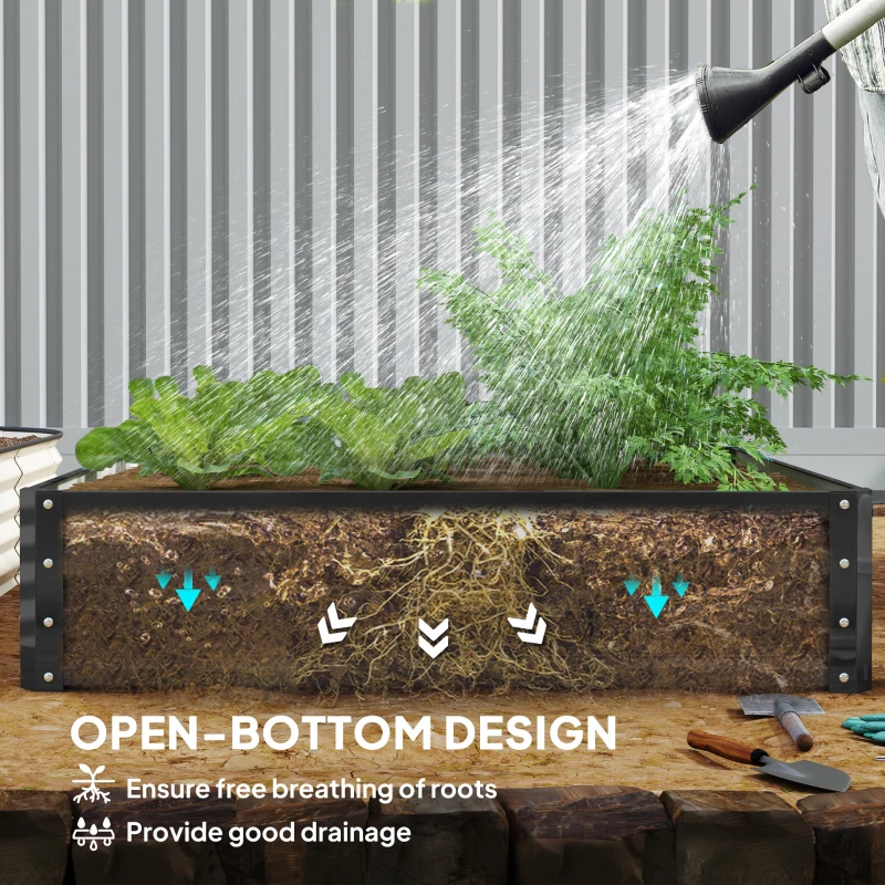 Best 432L Square Raised Garden Bed Box with Weatherized Steel Frame for Vegetables, Flowers and Herbs, 120 x 120 x 30cm, Grey - Image 6