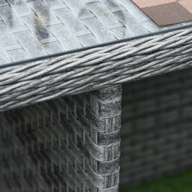 Best 8 Seater Rattan Cube Garden Furniture Set with Parasol Hole, Rattan Dining Set with Cushions, Outdoor Dining Table and Chairs with Square Glass Top Table for Patio, Balcony, Mixed Grey - Image 8