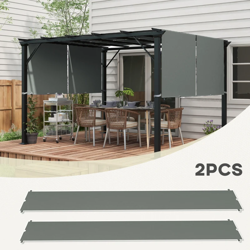 Best 2 Pcs UV Protection Pergola Replacement Canopy, Pergola Shade Cover, Easy to Install, for 3 x 3(m) Pergola, Dark Grey - Image 4