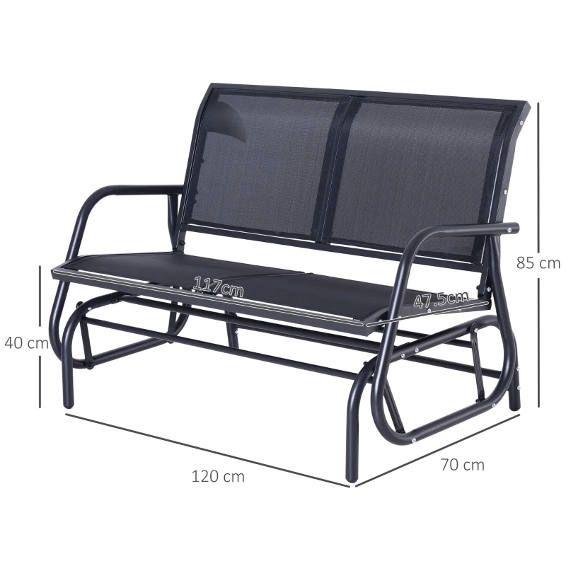 Best 2-Person Outdoor Glider Bench Patio Double Swing Gliding Chair Loveseat w/Power Coated Steel Frame for Garden Patio Porch, Black - Image 3