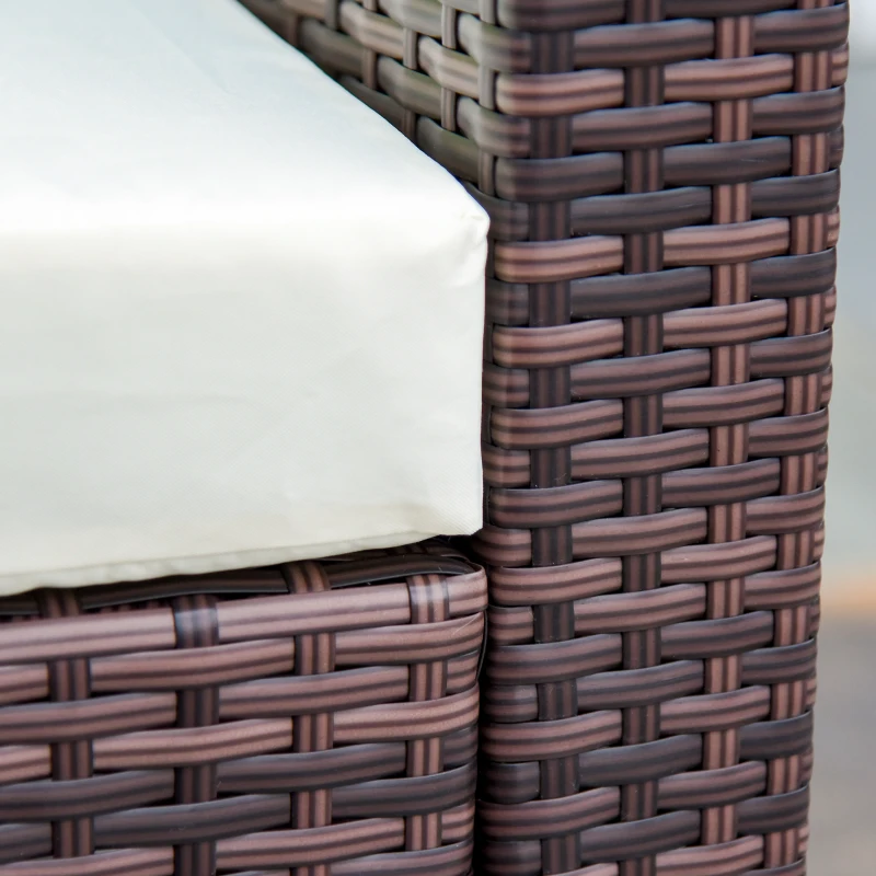 Best 4-Seater Rattan Sofa Set Garden Outdoor Sectional Sofa Coffee Table Combo Patio Furniture-Brown - Image 7