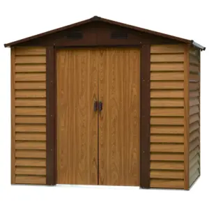 Best 8 x 6ft Garden Metal Storage Shed House Hut Gardening Tool Storage with Kit and Ventilation, Brown